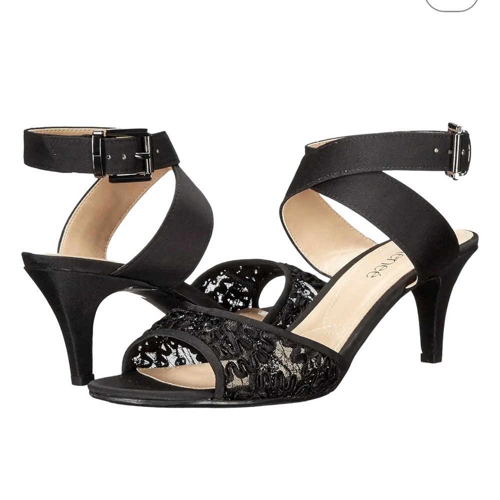J.Renee black heels with ankle strap